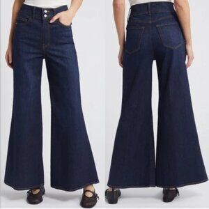 Frame Denim Navy Wide-Leg Flare Jeans